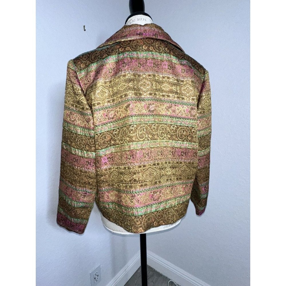 Patchington Blazer & Top Women's Gold Metalic Brown Size S/M 2 Pieces Made USA - Picture 3 of 9